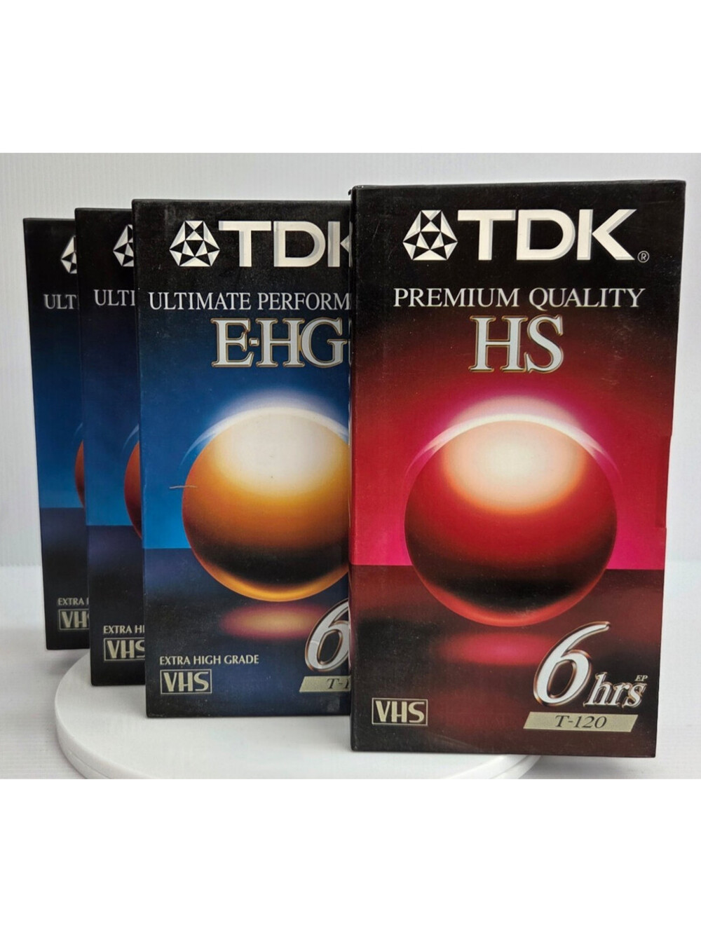 TDK EHG HS VHS Blank Tape Lot 4 Sealed T-120 6 Hr 3 EHG 1 HS New
